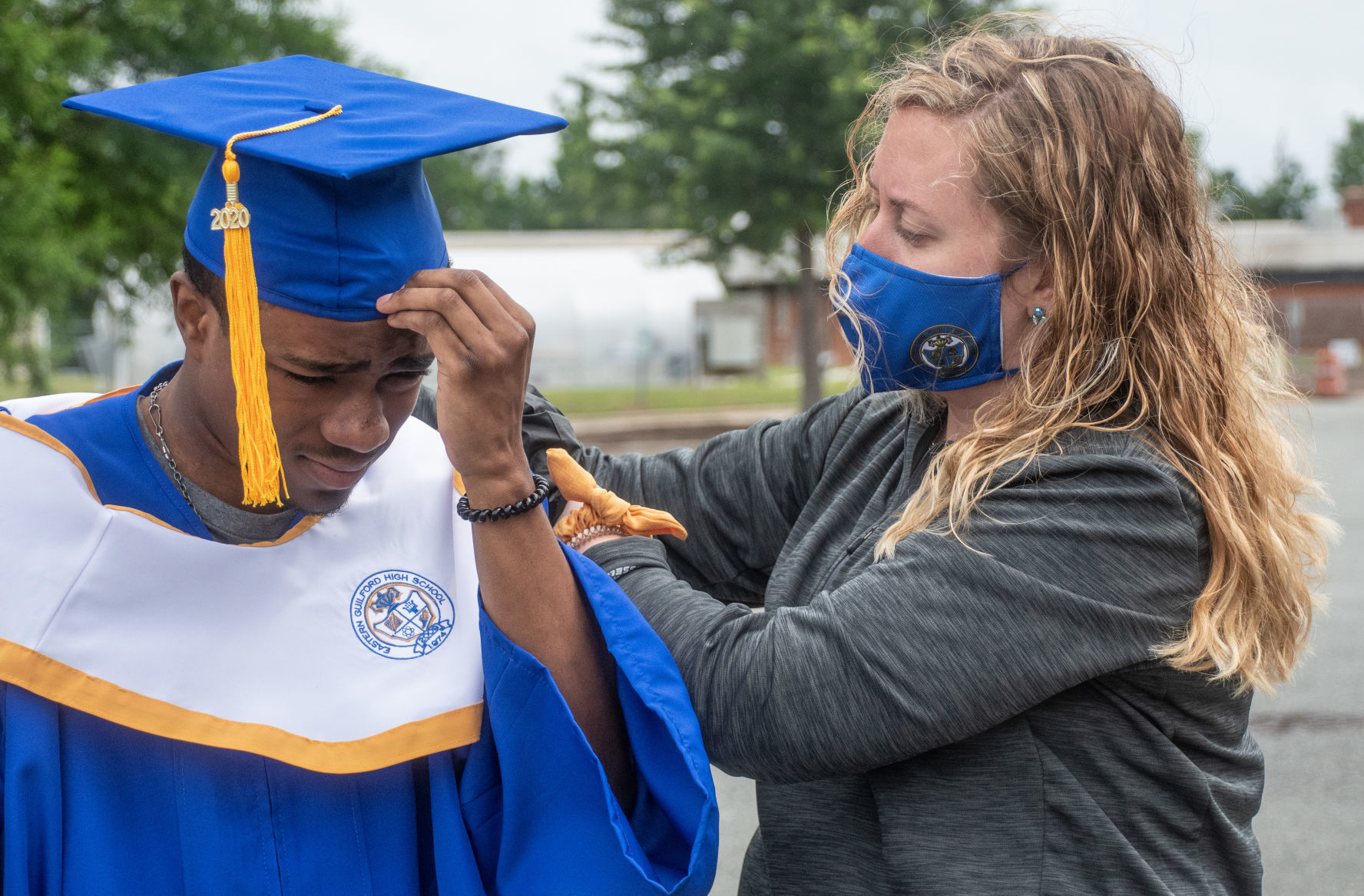 Eastern Guilford High School's drive-thru graduation